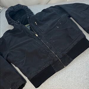 Walls Work Chore Jacket Large Black Distressed Stained Canvas Skater Grunge